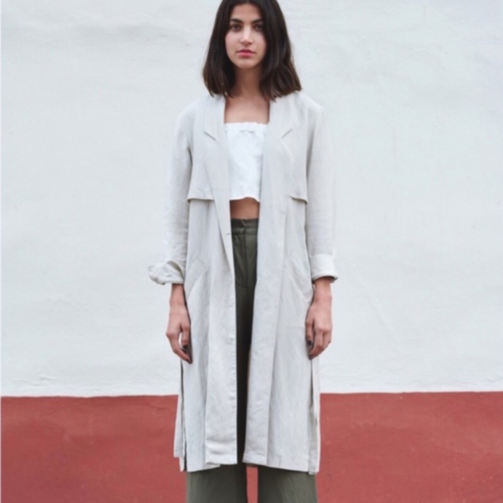 First Rite Linen Duster Jacket Trench